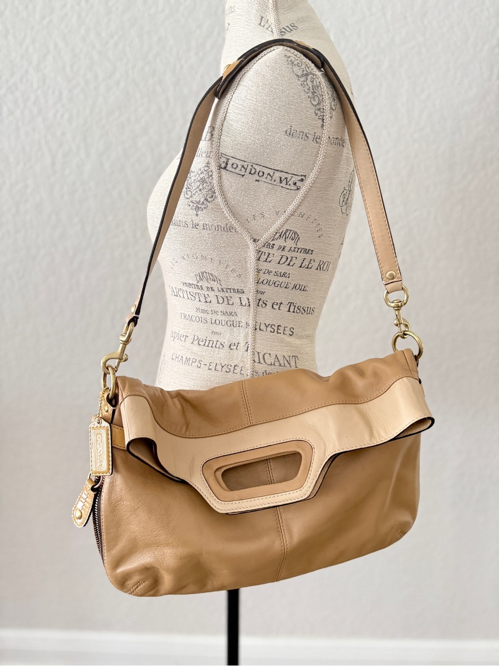 Coach Bonnie Foldover Tan Leather Shoulder Bag - Picture 2 of 16